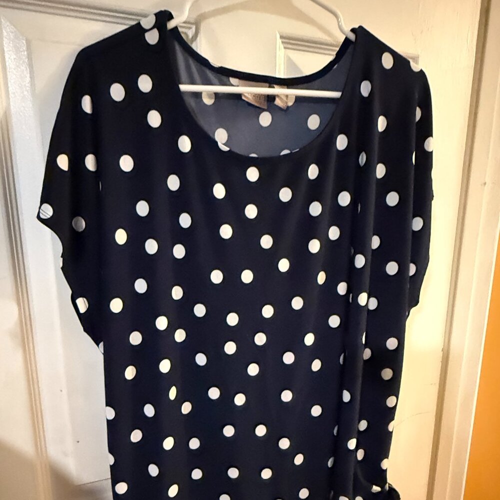 Chico’s Navy & White Polka Dot Tie-Front Blouse – Size 3 (XL/16)